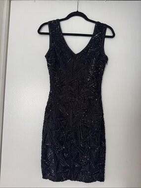 Black Sequin Mini Dress
